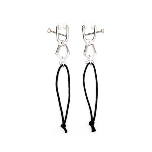Rimba Bondage Play Adjustable Nipple Clamps Without Chain Black & Silver