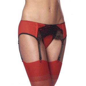 Amorable By Rimba Suspender With G-string And Stockings One Size Black / Red