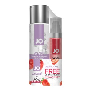Jo Agape 4oz + Gwp Jo Oral Delight Strawberry Arousal Gel 1oz