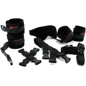 Bed Buckler Tether And Cuff Restraint Kit Black Microfiber