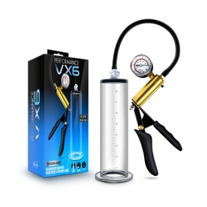 Blush Performance Vx6 Vacuum Penis Pump With Brass Pistol & Pressure Gauge Clear