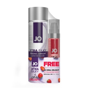 Jo Xtra Silky Silicone 4 Floz 120 Ml + Gwp Jo Oral Delight Strawberry 1 Floz 30 Ml