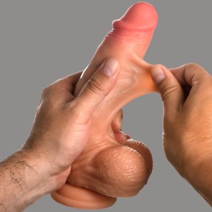 Real Skin Silicone Dildo With Balls 8 Inch
