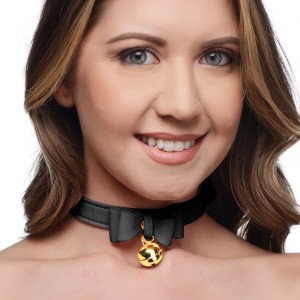 Golden Kitty Cat Bell Collar Black/gold