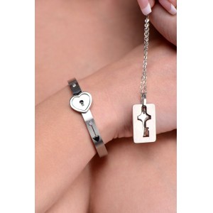 Cuffed Locking Bracelet And Key Necklace