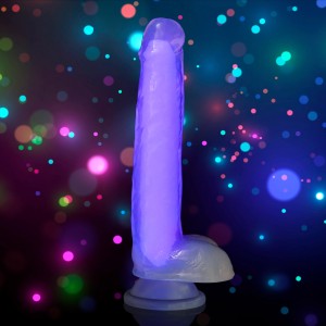 7 Inch Glow-in-the-dark Silicone Dildo With Balls Purple