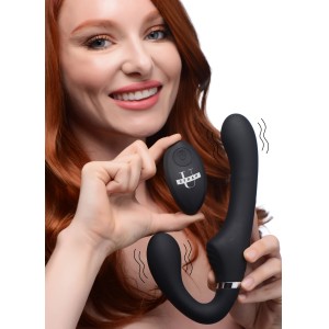 10x Vibrating Silicone Strapless Strap-on Black