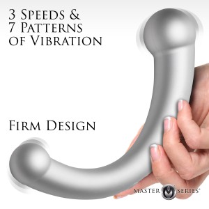 10x Vibra-crescent Vibrating Silicone Dual-ended Dildo Silver