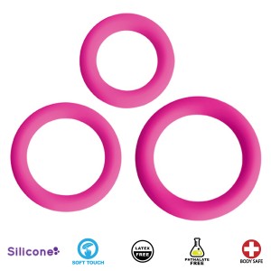 Love Ring Trio Silicone Cock Rings Pink