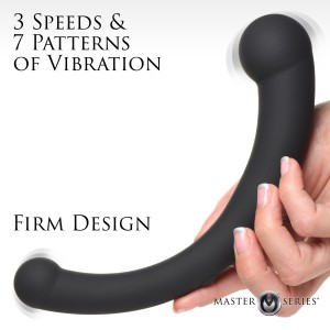 10x Vibra-crescent Vibrating Silicone Dual-ended Dildo Black