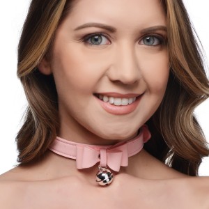 Sugar Kitty Cat Bell Collar Pink/silver