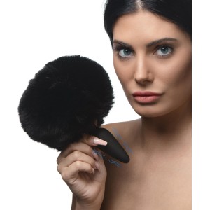 Small Vibrating Anal Plug With Interchangeable Bunny Tail Black