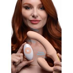 15x U-pulse Silicone Pulsating And Vibrating Strapless Strap-on With Remote Blush