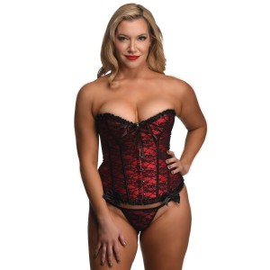 Scarlet Seduction Lace-up Corset And Thong Xl