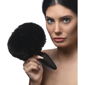 Large Vibrating Anal Plug With Interchangeable Bunny Tail Black