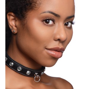 Bling Vixen Leather Choker With Rhinestones Clear