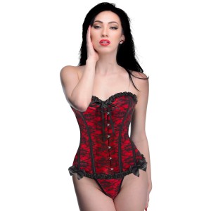 Scarlet Seduction Lace-up Corset And Thong Medium