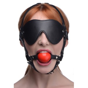 Blindfold Harness And Red Ball Gag