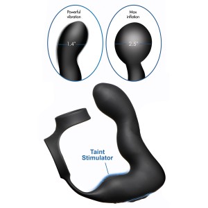 10x Inflatable And Vibrating Prostate Plug With Cock And Ball Ring