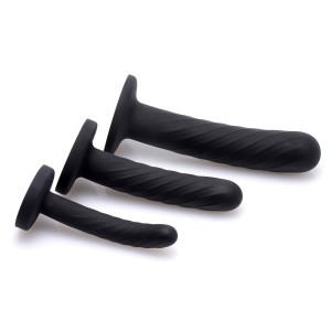 Trinity Strap-on Silicone 3 Piece Dildo Set Black