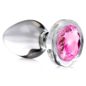 Pink Gem Glass Anal Plug Small