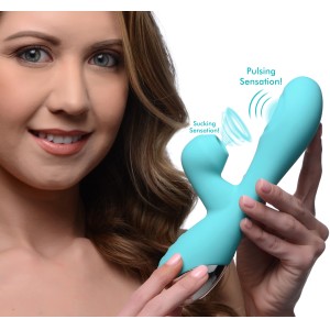 10x Silicone Suction Rabbit Vibrator Teal