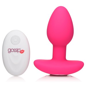 10x Pop Rocker Vibrating Silicone Plug With Remote Magenta