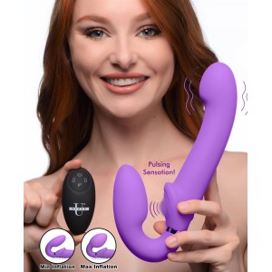 10x Remote Control Ergo-fit G-pulse Inflatable And Vibrating Strapless Strap-on Purple