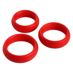 3 Piece Silicone Cock Ring Set Red