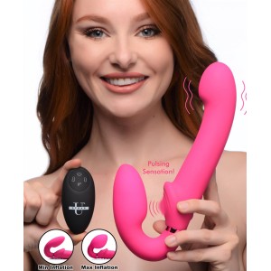 10x Remote Control Ergo-fit G-pulse Inflatable And Vibrating Strapless Strap-on Pink