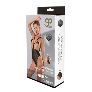 Gp Printed Datex Cupless Body With Striped Pattern Black, Xl