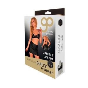 Gp Genuine Leather & Lace Bra Black, Xl