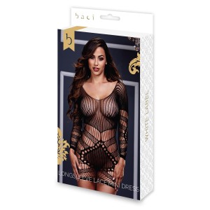 Longsleeve Lace Mini Dress, Os