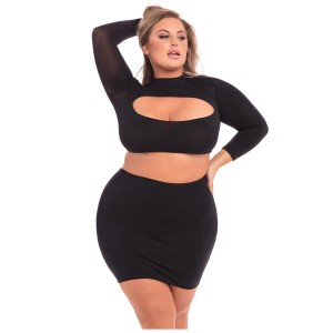 Stop & Stare 2pc Skirt Set Black, Xl/2xl