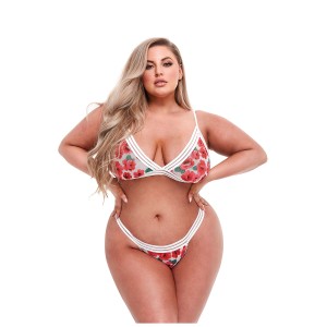 White Floral & Lace Bra Set, Xl