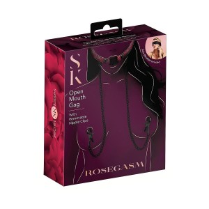 Secret Kisses Rosegasm Open Mouth Gag With Nipple Clips