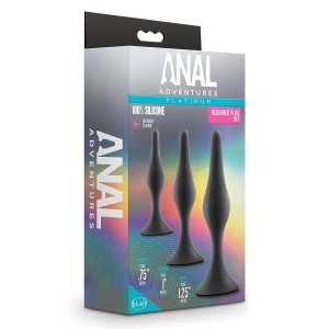 Anal Adventures Platinum Silicone Beginner Plug Kit Black