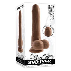 Evolved Peek A Boo Vibrating Dildo 8 Inch Dark