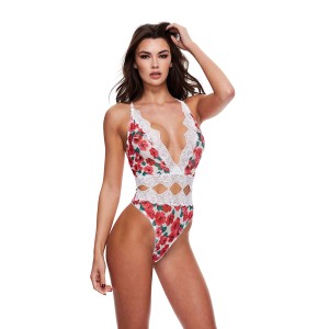 White Floral & Lace Teddy, S/m