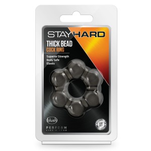 Stay Hard Thick Bead Cock Ring Black