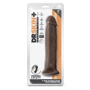 Dr. Skin Plus 9 Inch Posable Thick Dildo Chocolate