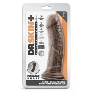 Dr. Skin Plus 8 Inch Thick Posable Dildo Chocolate