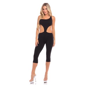 One Shoulder Cropped Catsuit Black, M/l