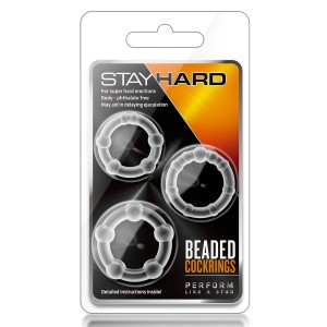 Stay Hard Beaded Cockrings Clear