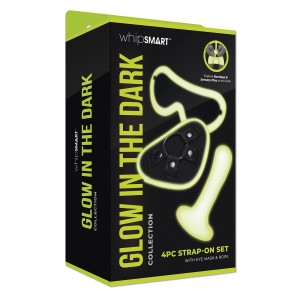 Whipsmart 4 Pcs Glow In The Dark Strap-on Set With Eyemask & Silk Rope