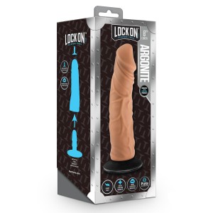 Lock On Argonite 8 Inch Dildo With Suction Cup Adapter Mocha