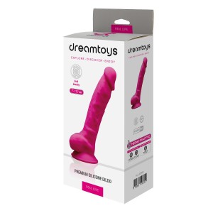 Real Love Dildo With Balls 7inch Fuchsia
