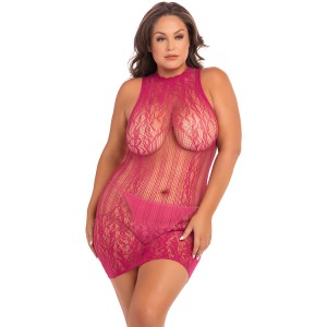 Reckless Lace Mini Dress Pink Plus Size