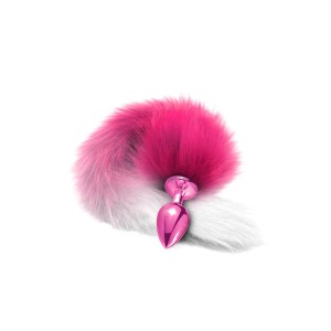 Nixie Metal Butt Plug With Ombre Tail, Pink Metallic