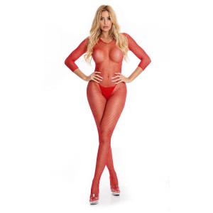 Risque Crotchless Bodystocking Red, S/m